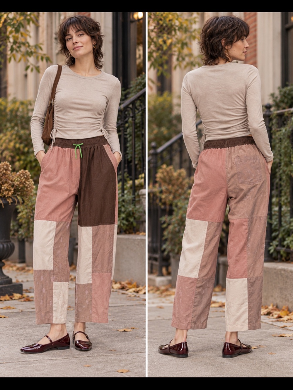 SUAY Sew Shop Upcycled Design Patchwork Pants Cropped Colorblock S